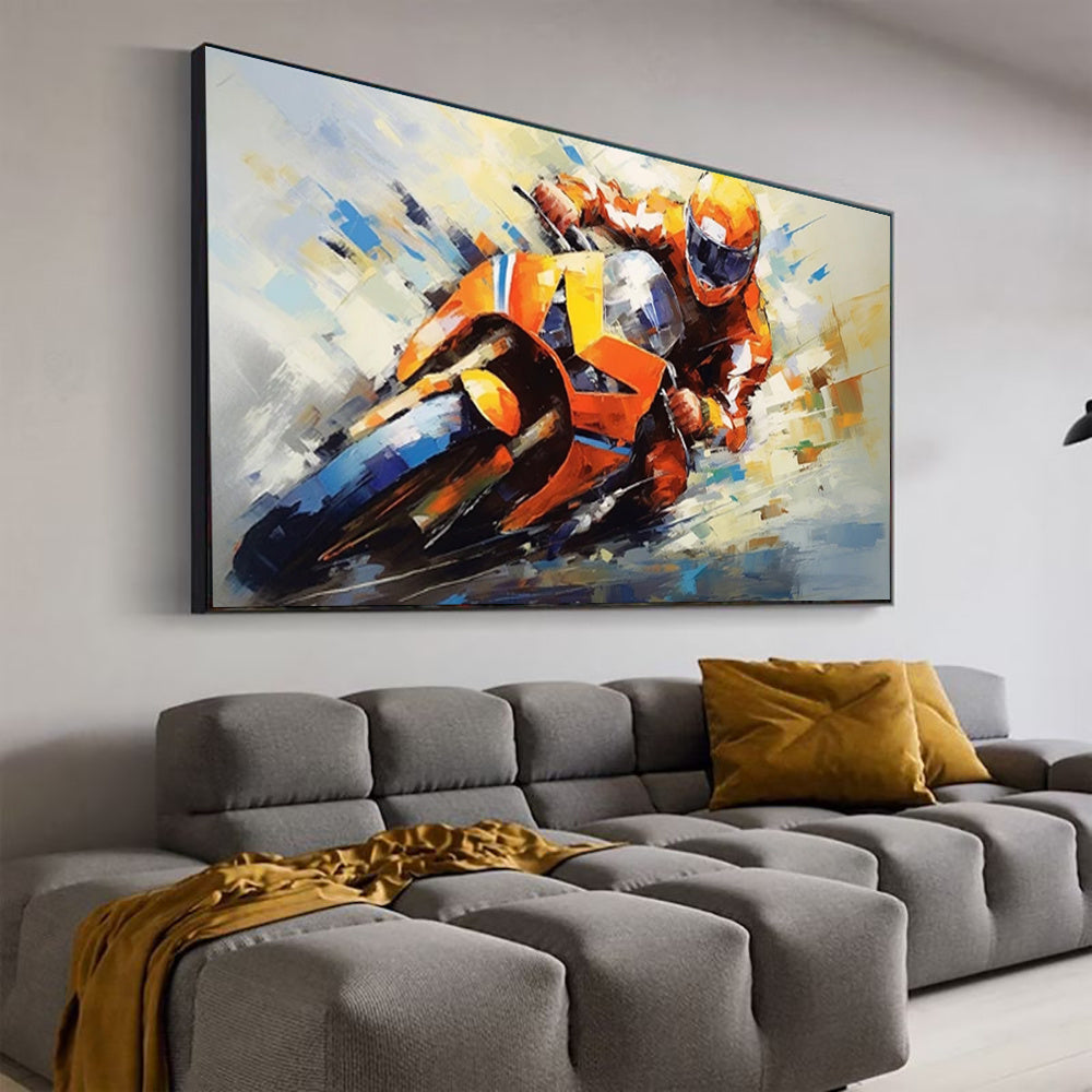 Handmade Oil Painting Canvas Wall Art Decoration Motorcycle Sports Picture For Boy Girl Club Decoration Gifts Decor No Framed