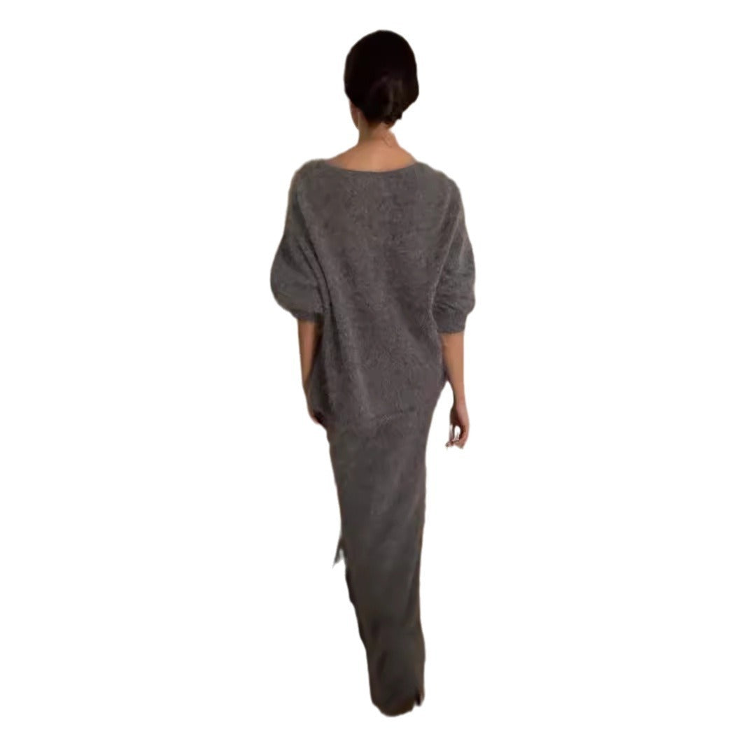 Women's Fashionable Knitted New Skirt Sweater Suit