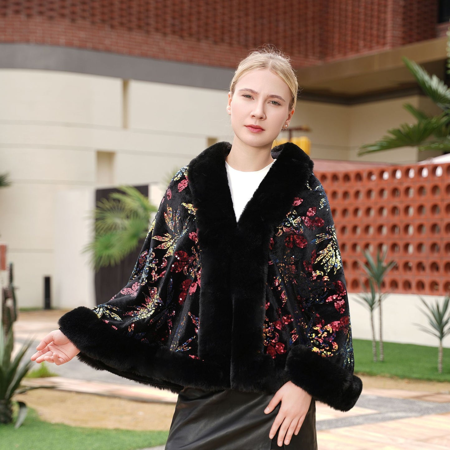 Black Wedding Elegant Sequined Air-conditioned Room Knitted Shawl