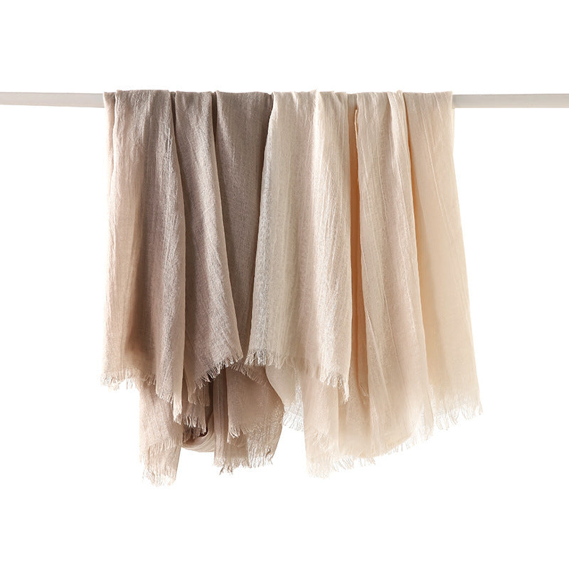 Artistic Sunscreen Solid Color Cotton And Linen Scarf