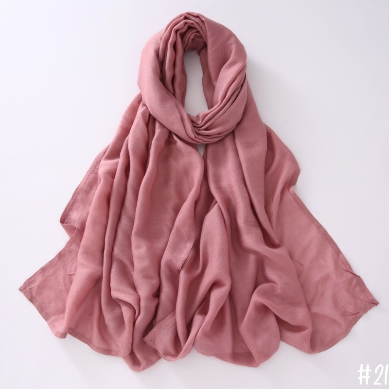 Breathable Shawl Modal Monochrome Malay Indonesian Cotton And Linen Solid Color Scarf Headcloth