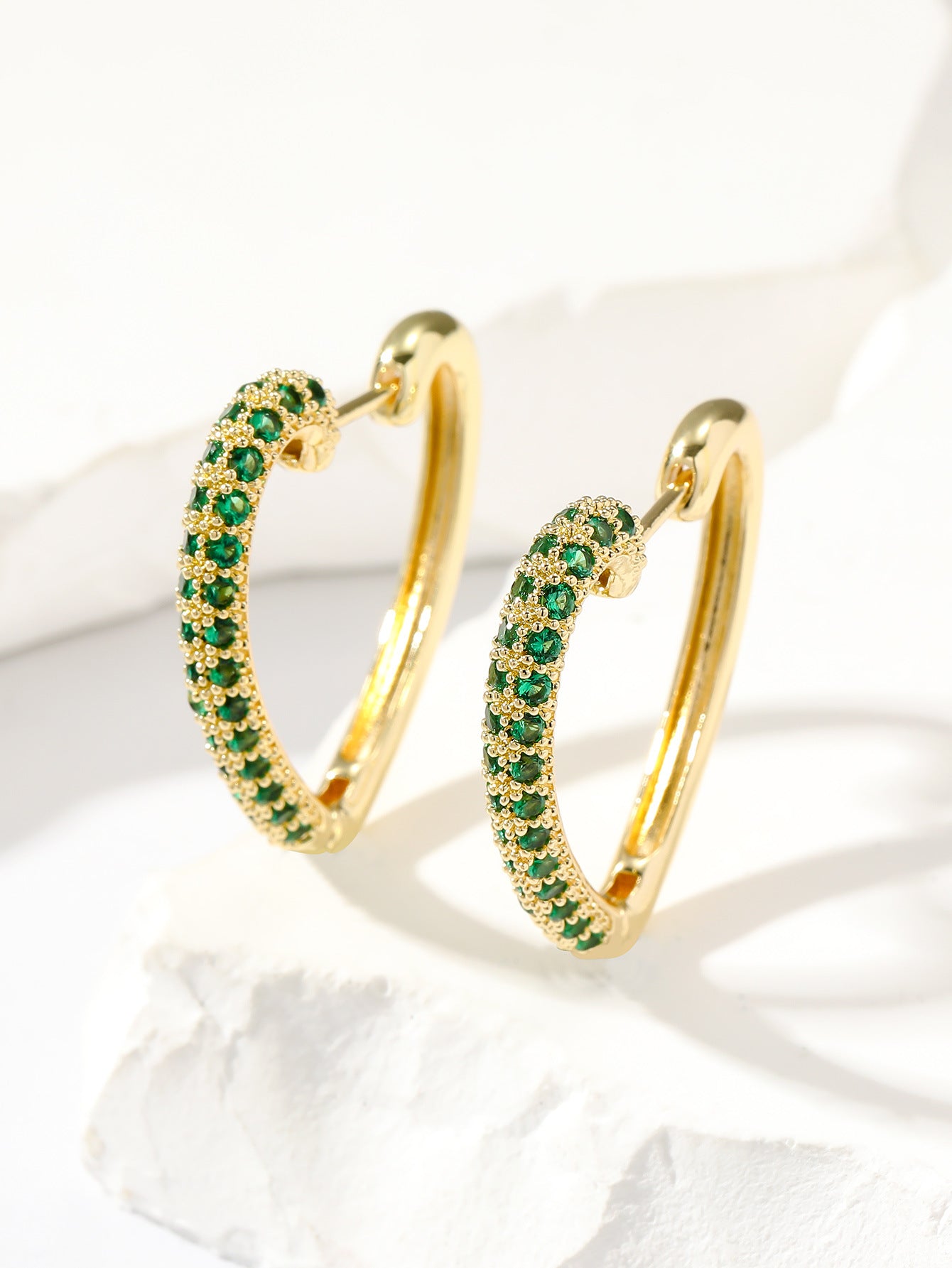 Fashion Retro Gold Love Multi-color Zircon Stud Earrings