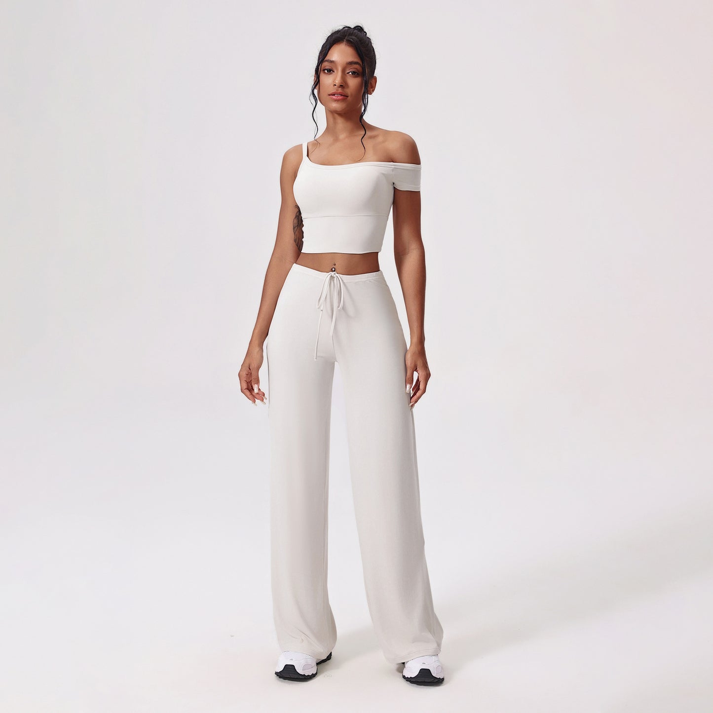 Antibacterial Yoga Clothes Suit Slant Shoulder Tight Quick-drying Workout Clothes