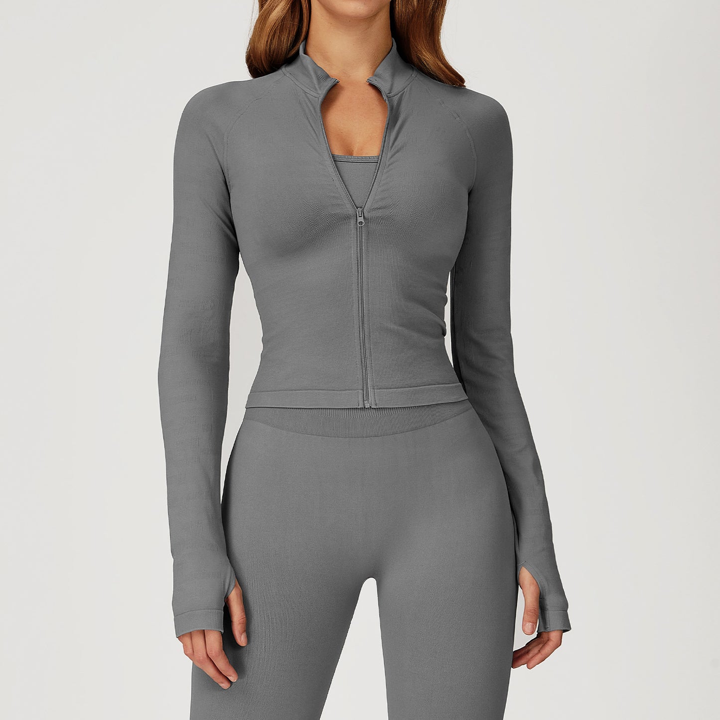 Seamless Stand Collar Zipper Yoga Jacket Windproof