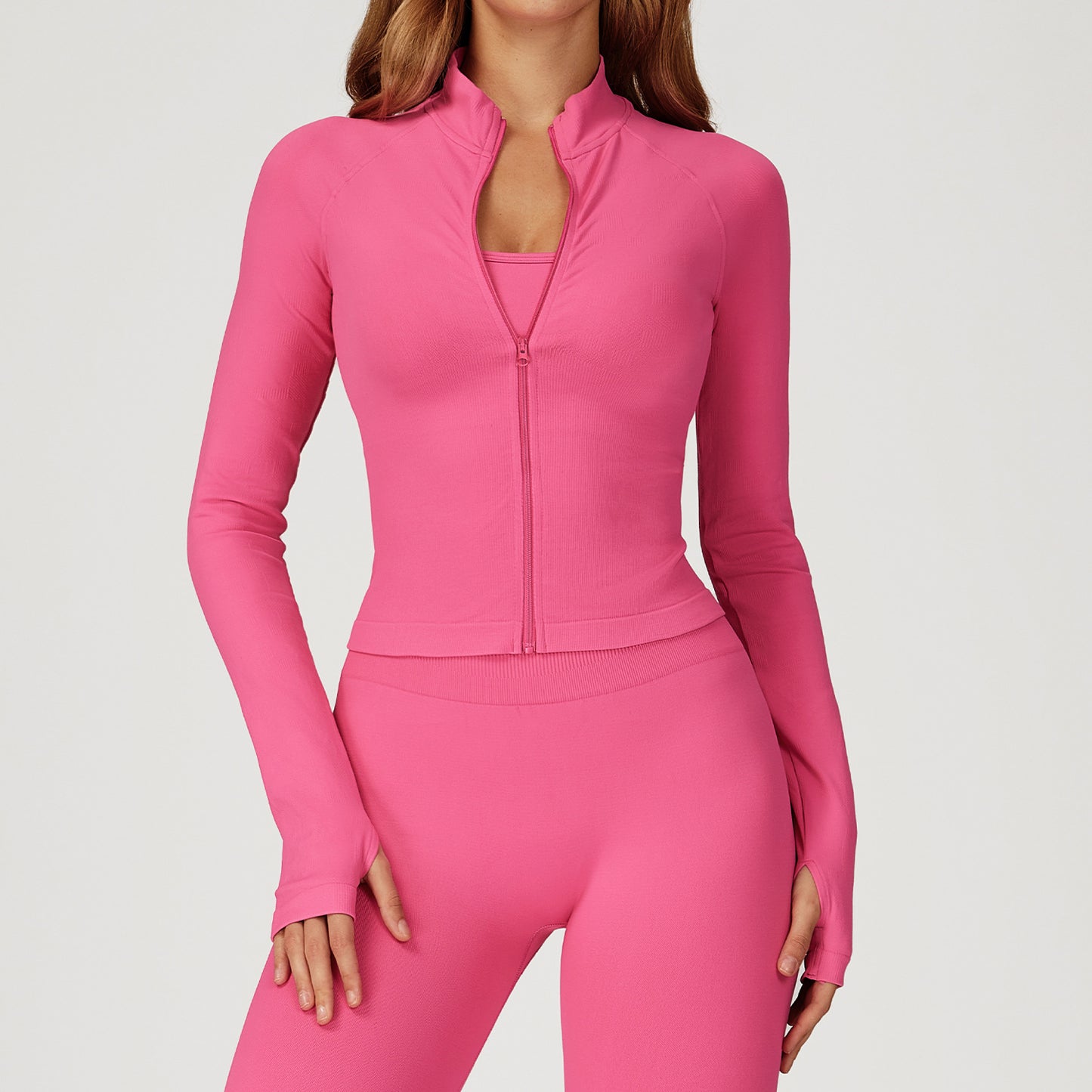 Seamless Stand Collar Zipper Yoga Jacket Windproof