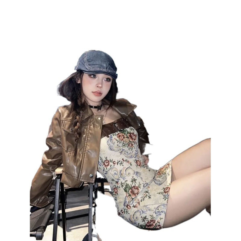 Autumn Small Floral Strap Dress Women's Retro