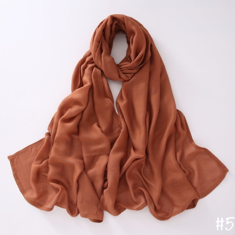Breathable Shawl Modal Monochrome Malay Indonesian Cotton And Linen Solid Color Scarf Headcloth