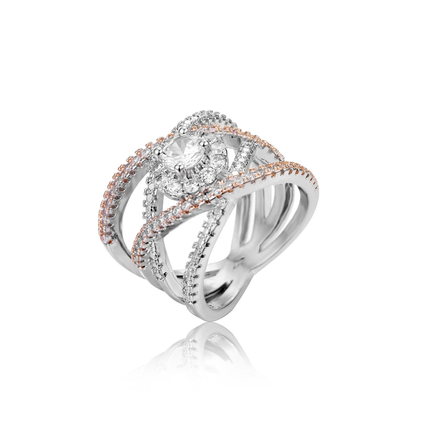 Europe And America Creative Cross Zircon Engagement Ring