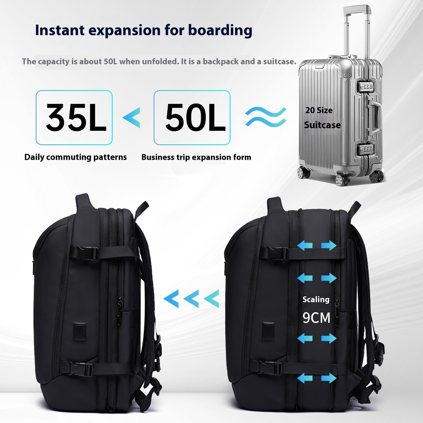Men's Vacuum Compression Backpack Multifunctional