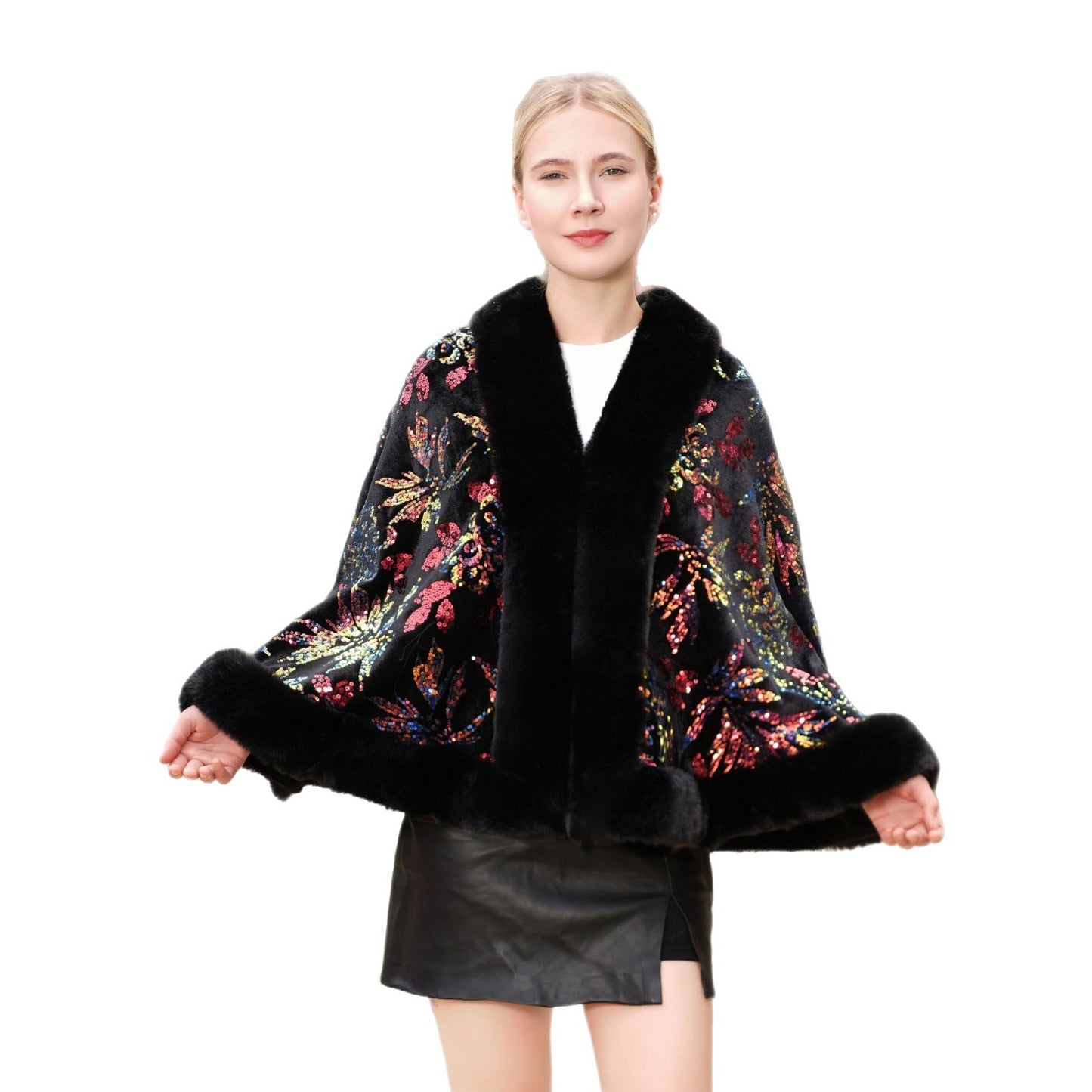 Black Wedding Elegant Sequined Air-conditioned Room Knitted Shawl