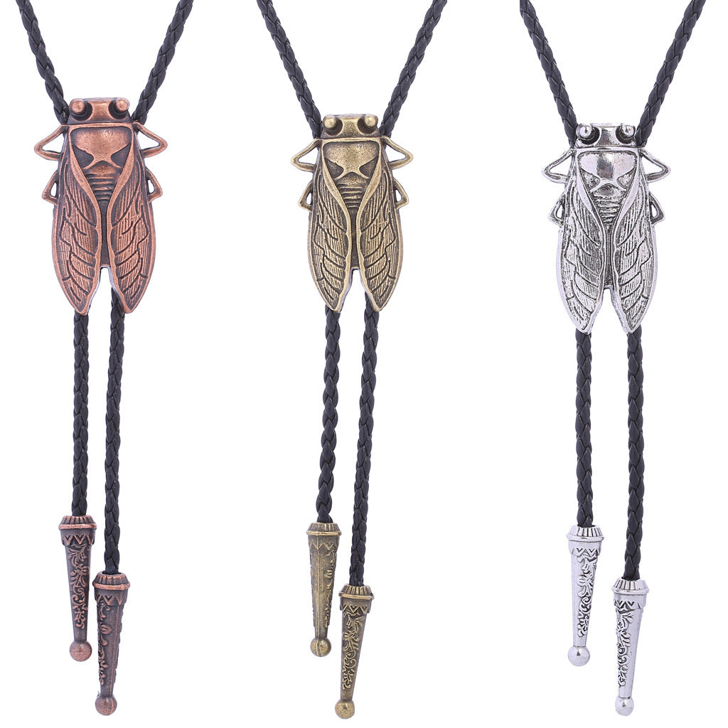 Gold Cicada Metal Neckline Rope Pendant Men's Western Denim