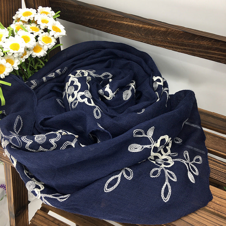 Spring And Summer Women's Artistic Ethnic Style Shawl Cotton Linen Versatile Long