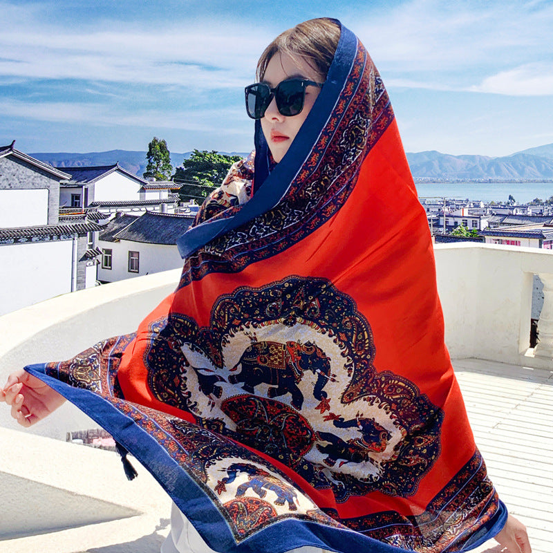 Women's Outer Scarf For Traveling In Western Sichuan Grassland
