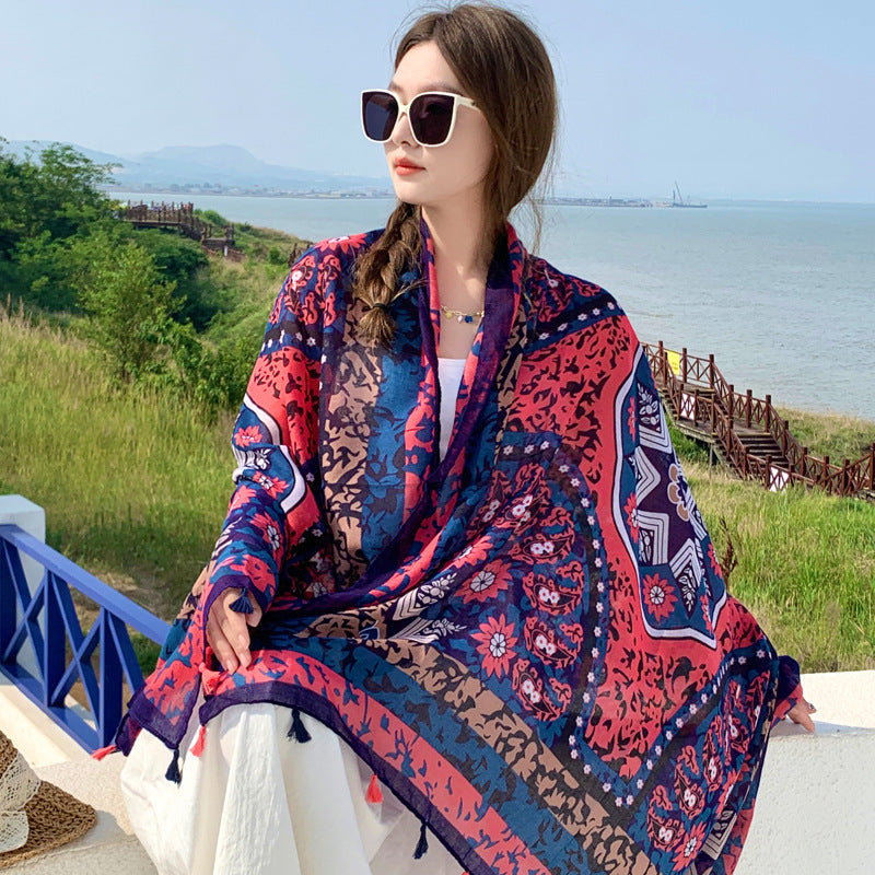 Women's Outer Scarf For Traveling In Western Sichuan Grassland