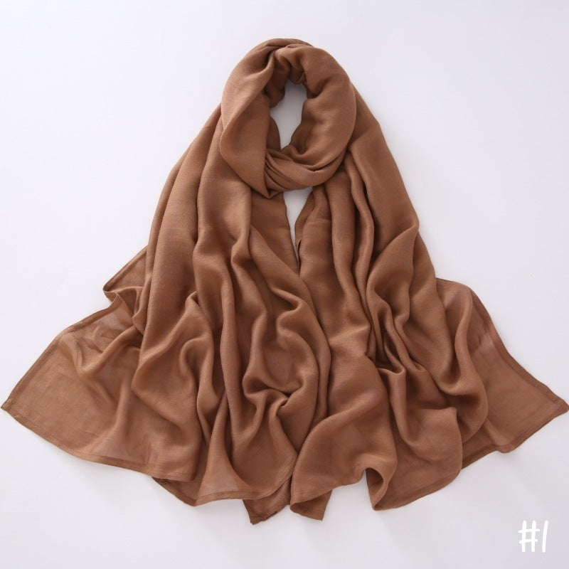 Breathable Shawl Modal Monochrome Malay Indonesian Cotton And Linen Solid Color Scarf Headcloth