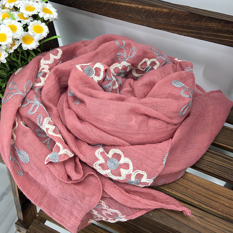 Spring And Summer Women's Artistic Ethnic Style Shawl Cotton Linen Versatile Long