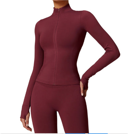 Stand Collar Zipper Yoga Clothes Warm Top Sports Running Jacket