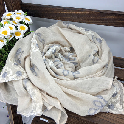 Spring And Summer Women's Artistic Ethnic Style Shawl Cotton Linen Versatile Long