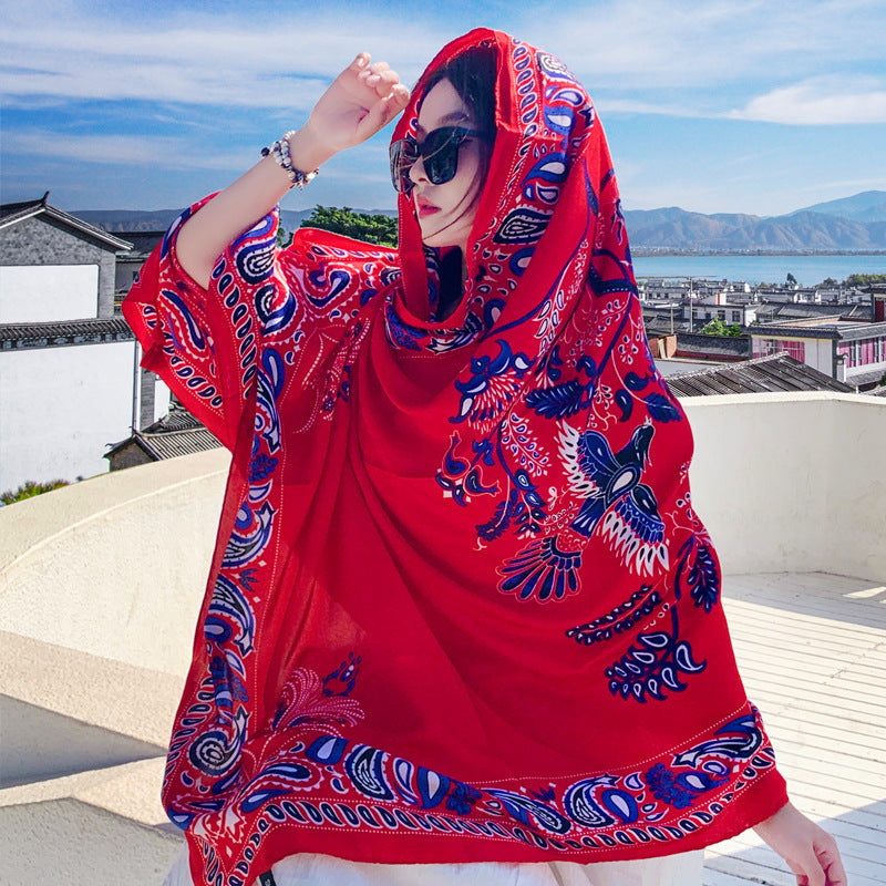Women's Outer Scarf For Traveling In Western Sichuan Grassland