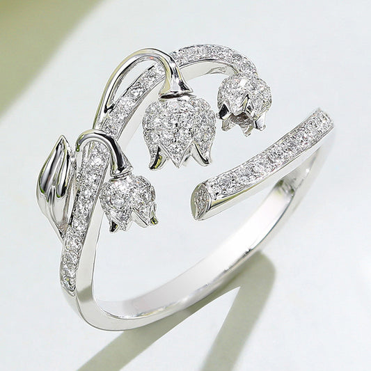 Rosebud Three-dimensional Open Ring Light Luxury Exquisite And Beautiful