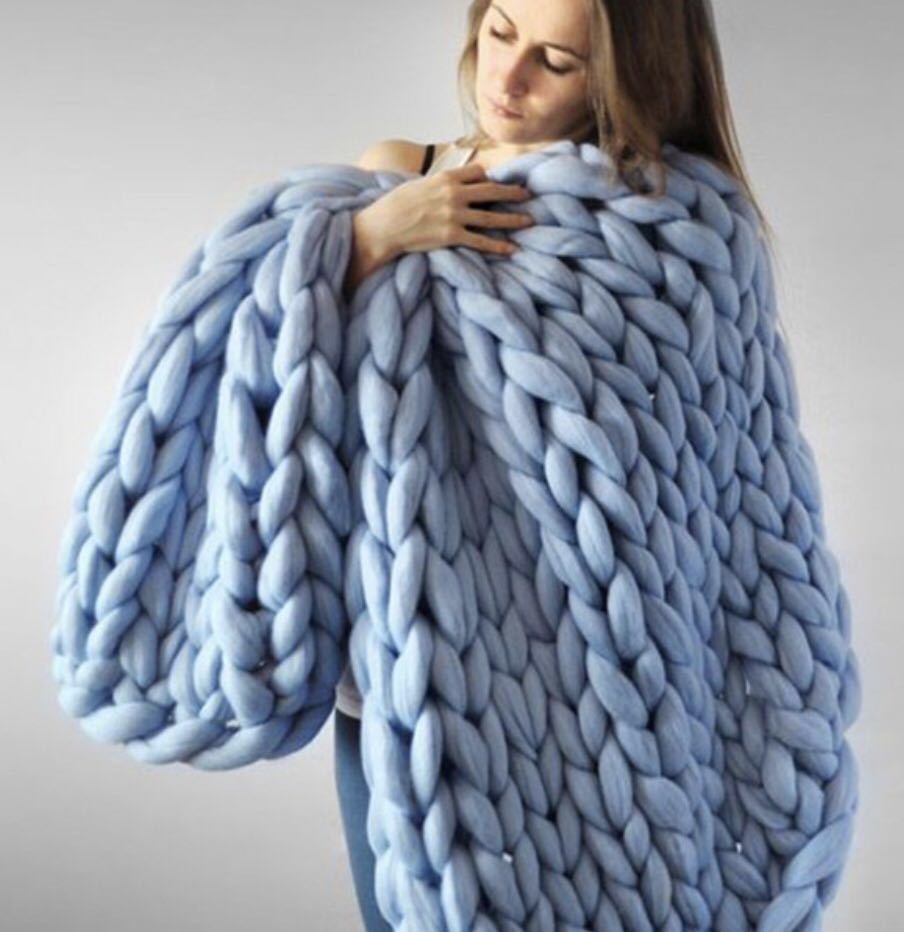 Hand Knitted Wool Blanket