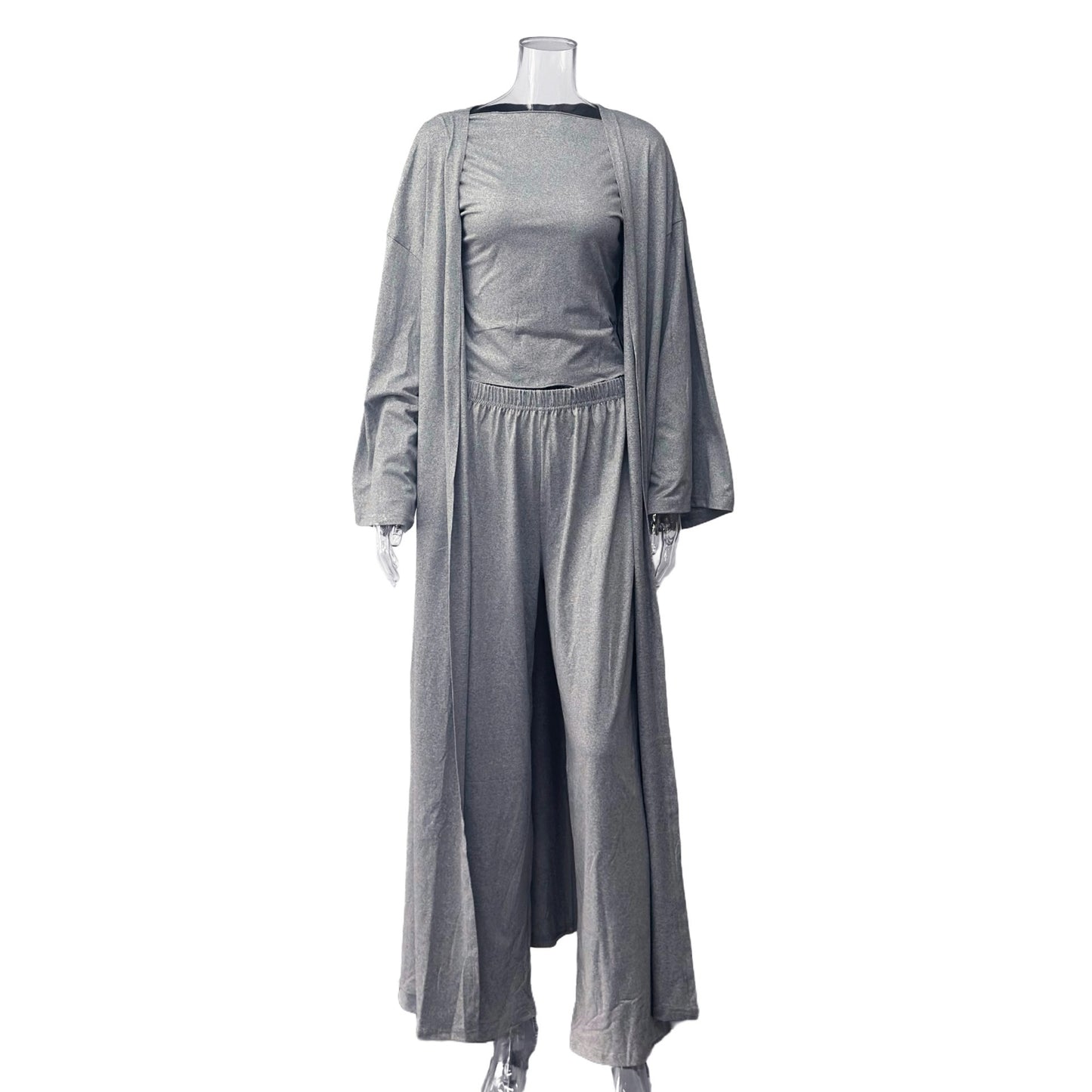 Solid Color Knitted Home Wear Three-piece Women's Clothing