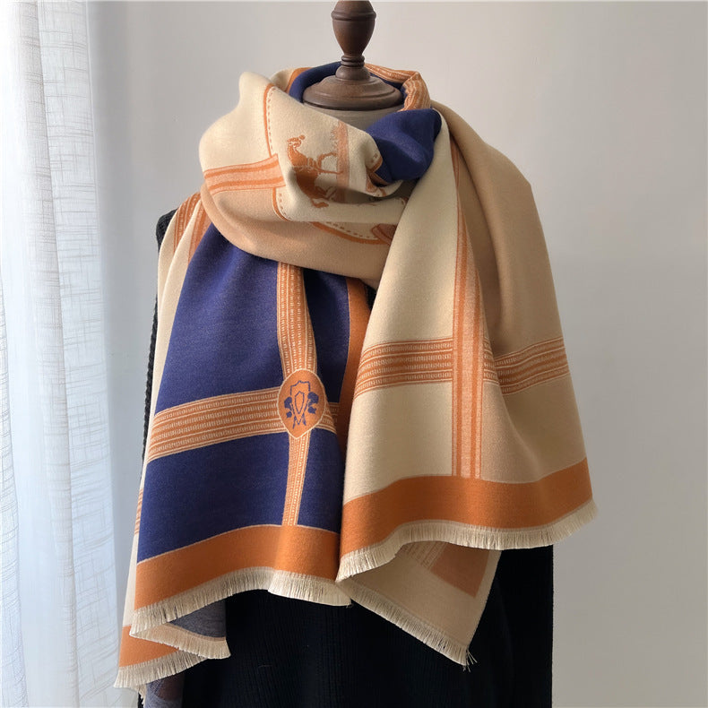 Women's Stitching Thickening Shawl Fashion