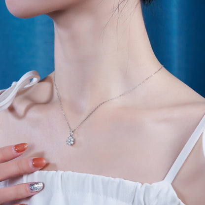 Snowflake Dance - A Fashionable And Luxurious Diamond Jewelry Pendant Set With Moissanite S925 Sterling Silver And Platinum Plating