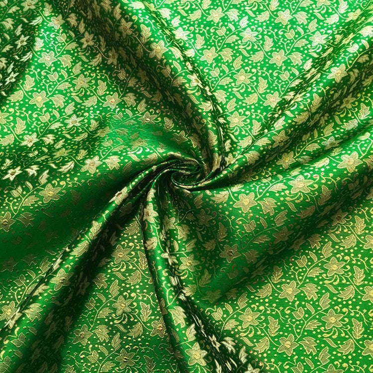 Green Gold Thread Pentagram Jacquard Fabric