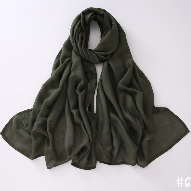 Breathable Shawl Modal Monochrome Malay Indonesian Cotton And Linen Solid Color Scarf Headcloth