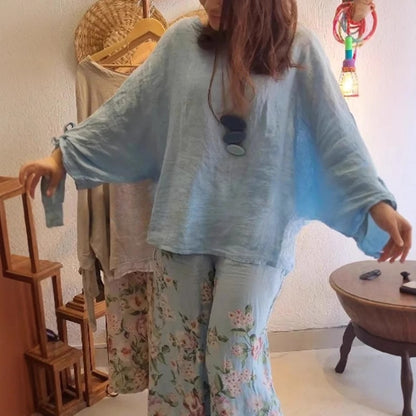 Casual And Comfortable Casual Printed Short Sleeve Top Pants Two Pieces
