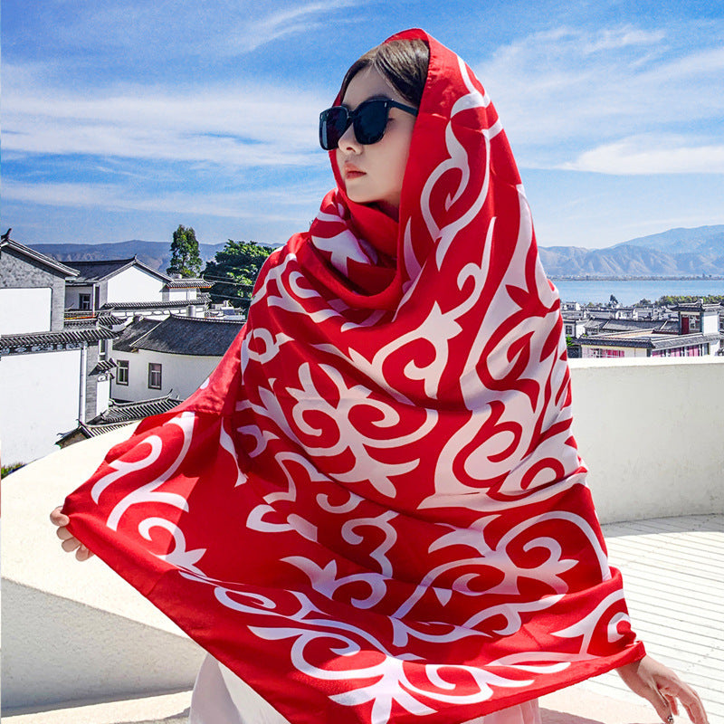 Women's Outer Scarf For Traveling In Western Sichuan Grassland