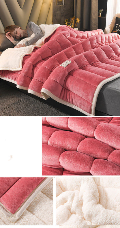 Thickened Winter Thermal Quilted Milk Flannel Blanket