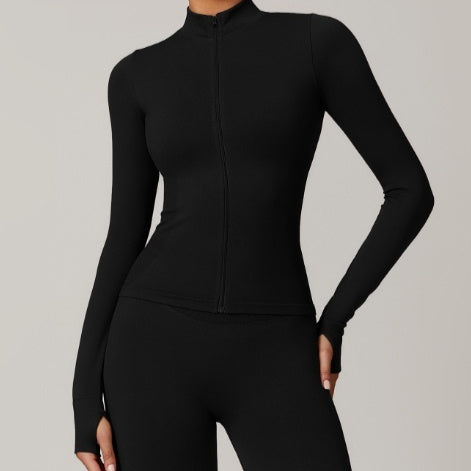 Stand Collar Zipper Yoga Clothes Warm Top Sports Running Jacket