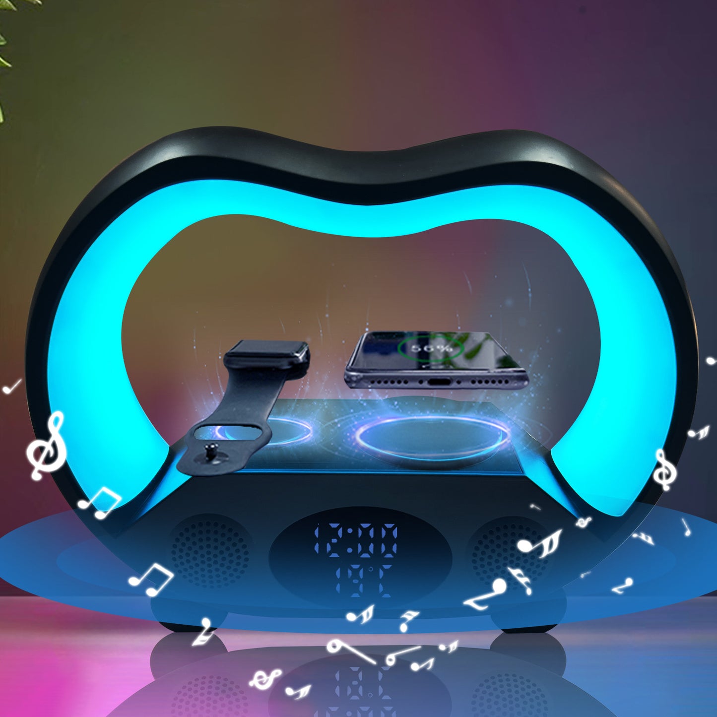 6-in-1 Smart Table Lamp: Ambience Light, Charger, Speaker & Remote/App Control