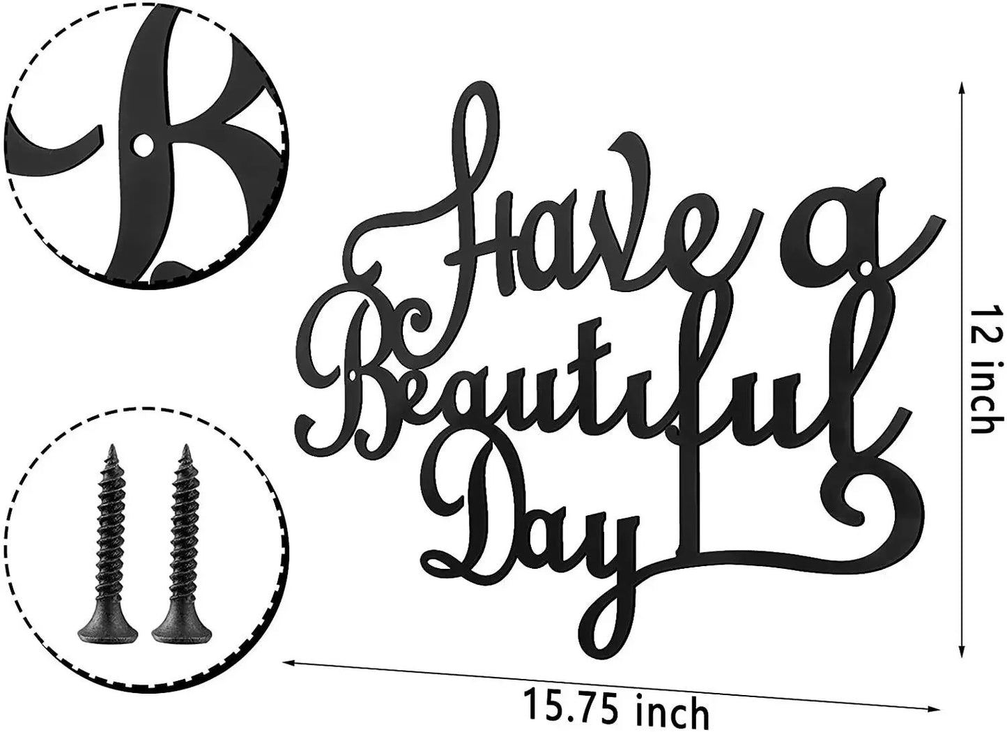 Have A Wonderful Day Decoration Wall Word Hanging Iron Art