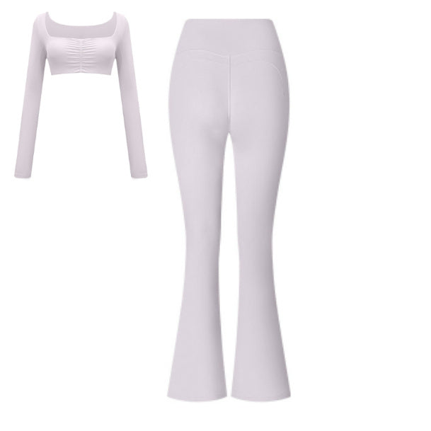 Flared Pants Solid Color Sports Long-sleeve Suit