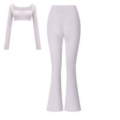Flared Pants Solid Color Sports Long-sleeve Suit