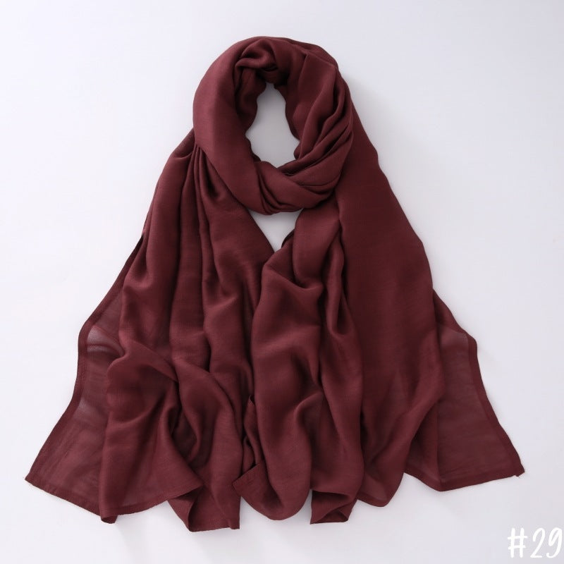 Breathable Shawl Modal Monochrome Malay Indonesian Cotton And Linen Solid Color Scarf Headcloth