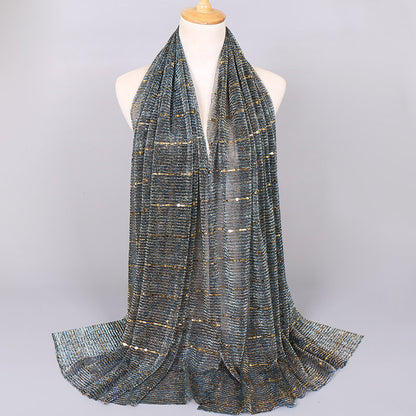 New Women's Lamp Wick Silk Sequined Scarf