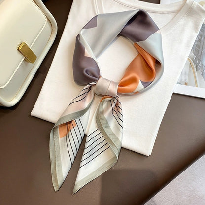 Black And White Striped Small Square Towel Silk Scarf Women's Headscarf Spring And Autumn