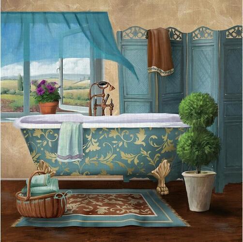 Modern Retro Bathroom Canvas Painting Mural Poster Wall