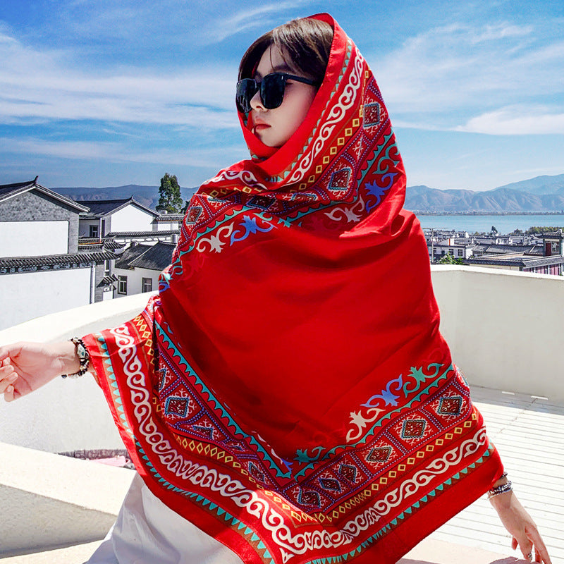 Women's Outer Scarf For Traveling In Western Sichuan Grassland