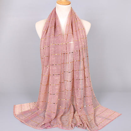 New Women's Lamp Wick Silk Sequined Scarf