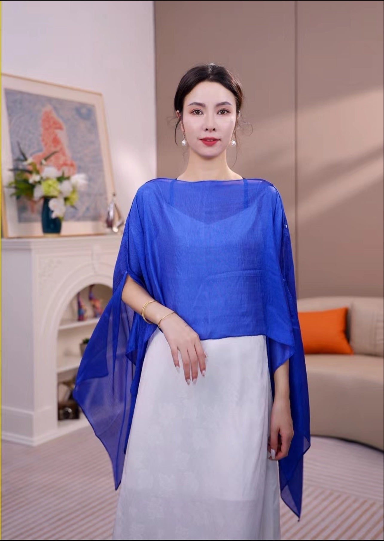 Solid Color Vacation Style Fashionable All-match Sunscreen Pullover Scarf Shawl