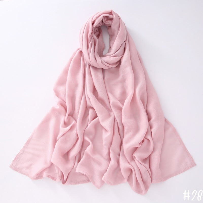 Breathable Shawl Modal Monochrome Malay Indonesian Cotton And Linen Solid Color Scarf Headcloth