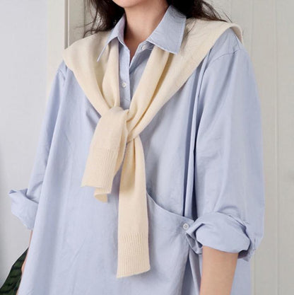 Women's Cored Yarn Knitted Shawl Spring Autumn Outerwear Waistcoat
