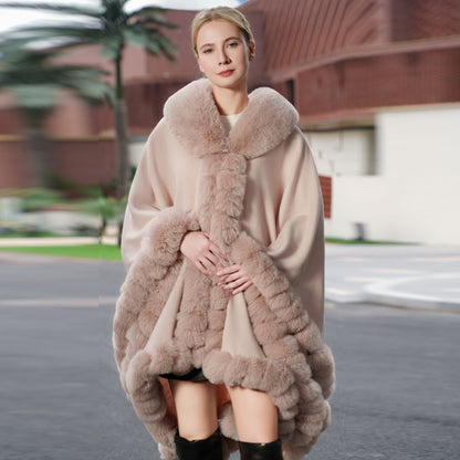 Temperament Pure Color Shawl Cape Oversized Knit Warm Cardigan