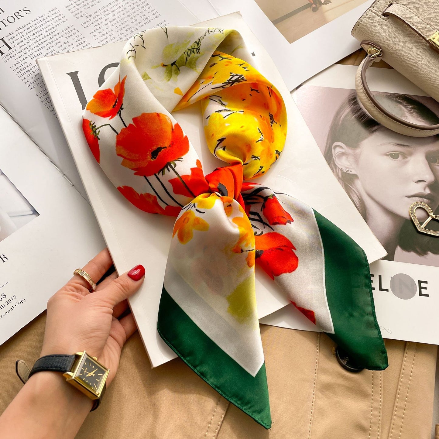 New 70 Korean Style Small Square Towel Silk Scarf For Women