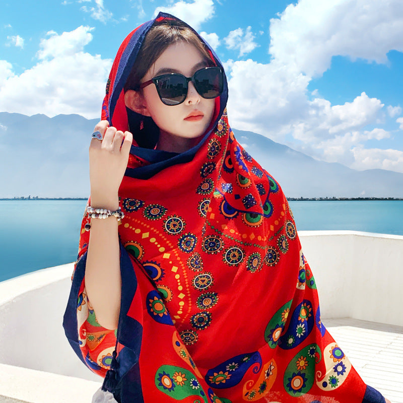 Women's Outer Scarf For Traveling In Western Sichuan Grassland